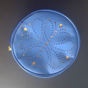 Clinique makeup bag, blue and yellow, zippered closure, never used